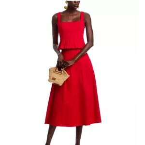 Aqua Red Sleeveless Peplum Top and Skirt Set